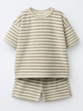 Zara STRIPED TERRY CLOTH T-SHIRT AND BERMUDA SET